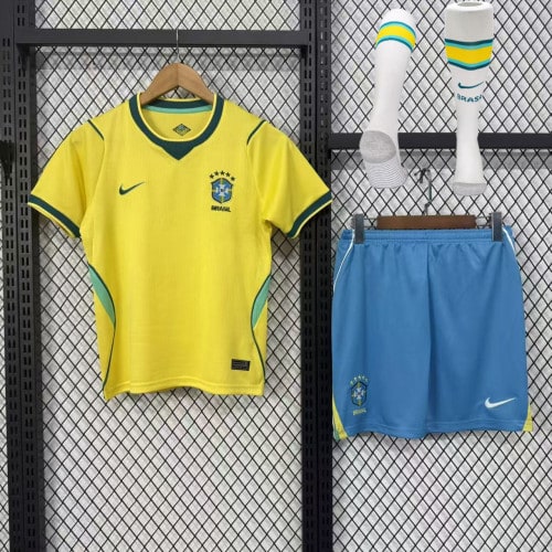 Brazil 2026 World Cup Home Kids Suit & Socks - 木樂服飾