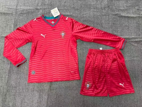 Portugal 2026 World Cup Home Long Sleeve Kids Suit - 木樂服飾