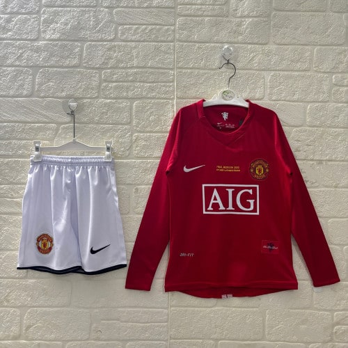 Manchester United Home Retro Long Sleeve Kids Suit 2007/08 - 木樂服裝